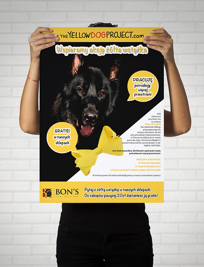 plakat wspierajacy akcje zolta wstazka dla psa